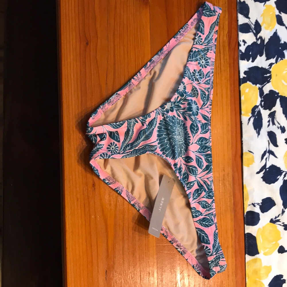 NWT JCREW BIKINI BOTTOM SIZE MEDIUM PINK/green